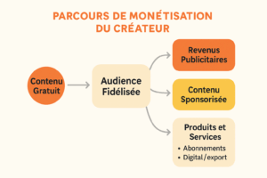 Exemple du fonctionnement de la monétisation pour un créateur