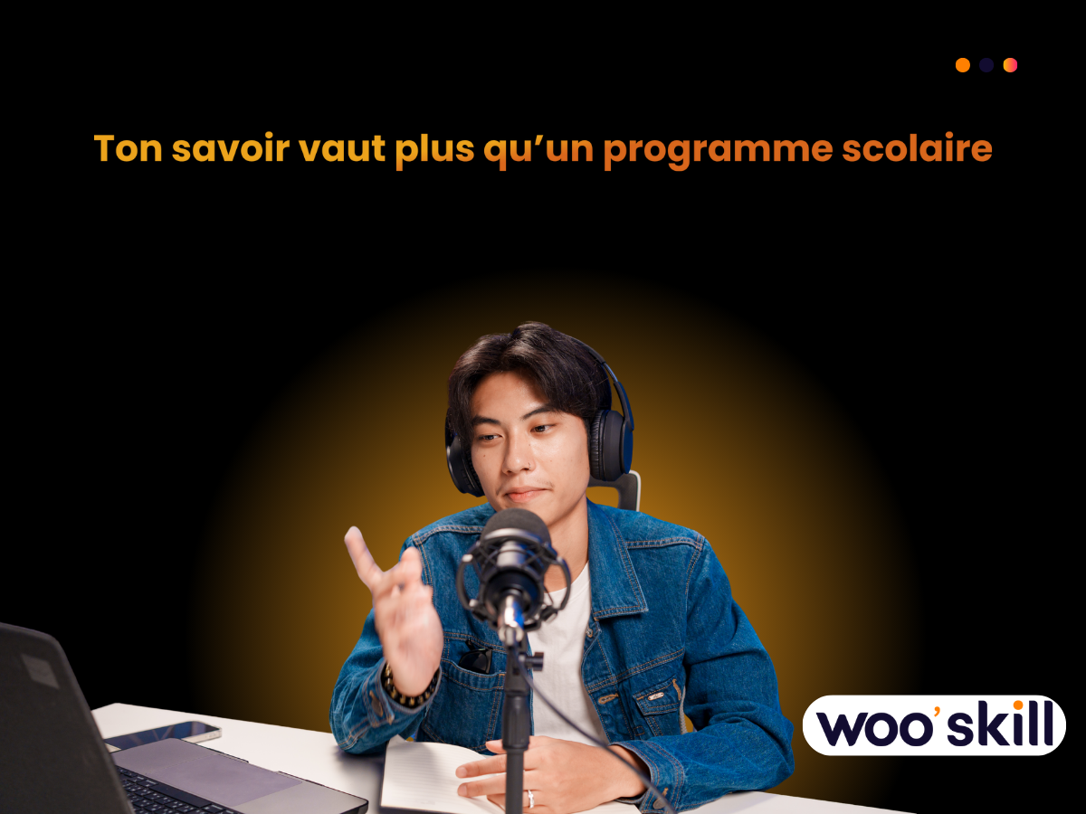 Un créateur de contenu donnant des cours en ligne sur Wooskill