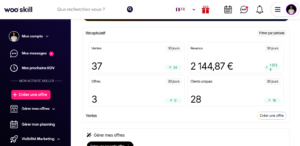 Le dashboard sur Wooskill