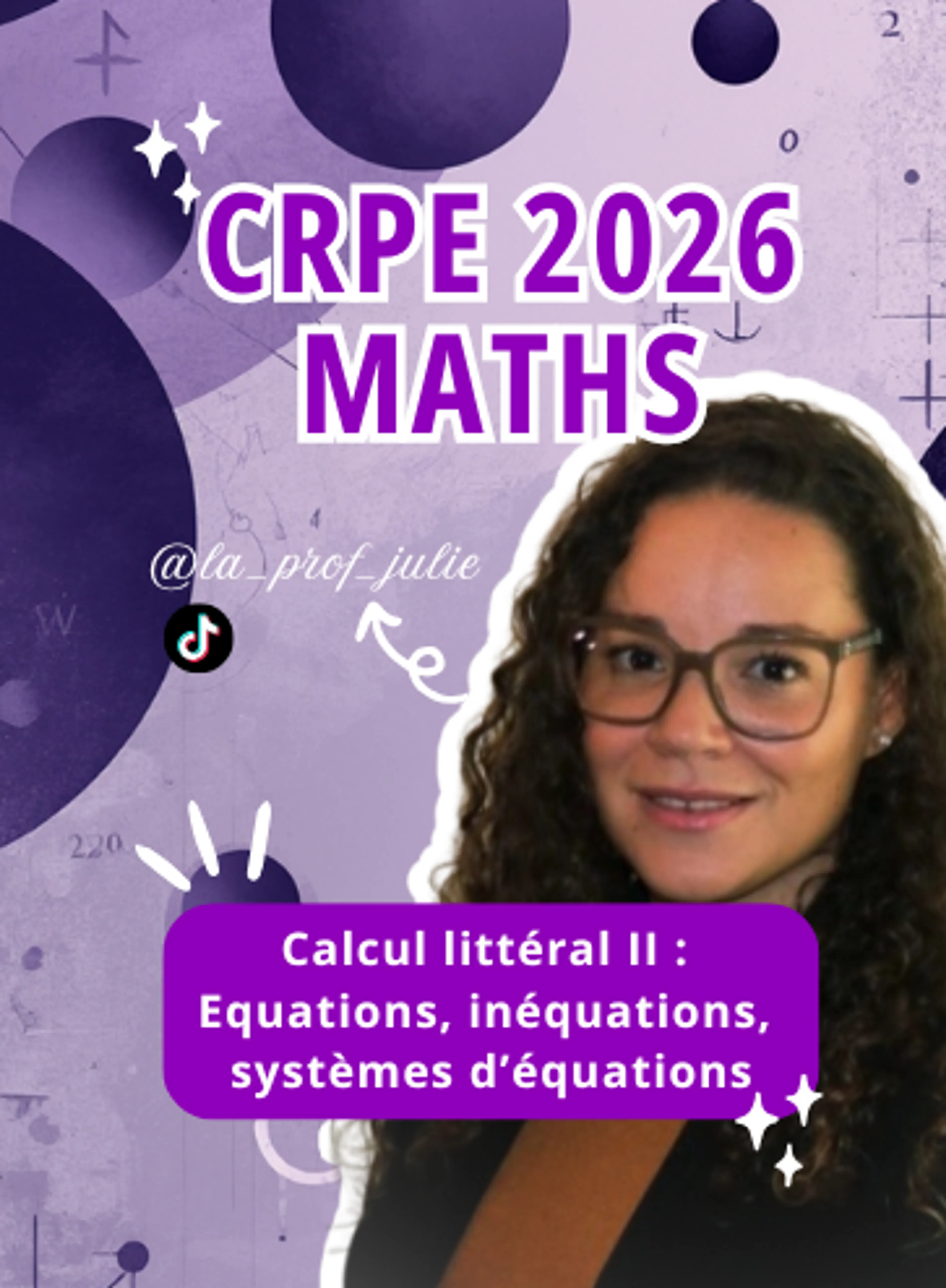 Image de présentation pour l'offre 🎯CRPE 2026 - Calcul littéral II :  Equations, inéquations, systèmes d’équations par La Prof Julie