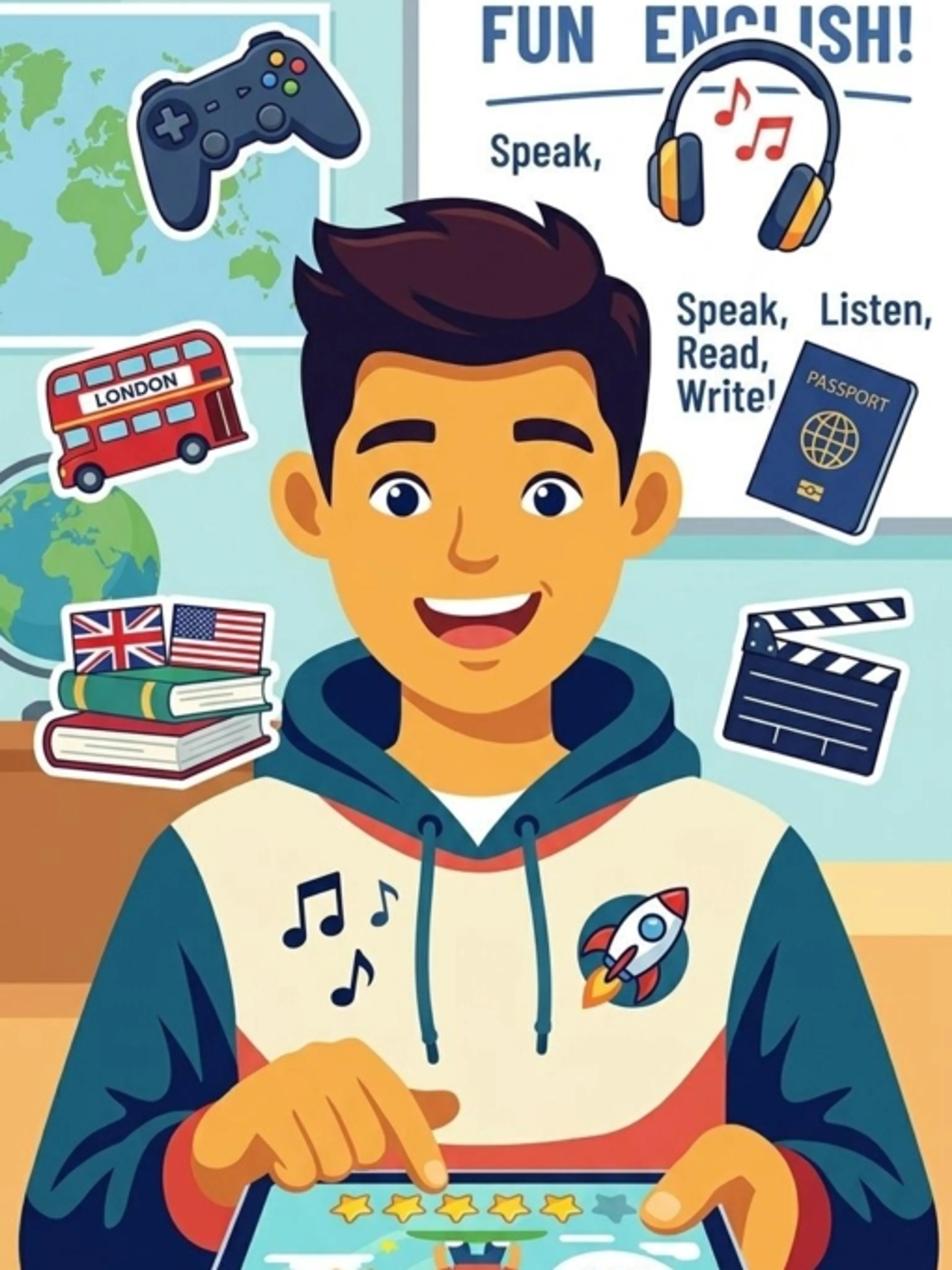 Image de présentation pour l'offre Anglais fun : apprends à ta façon ! 🌍 par John F. Hopkins