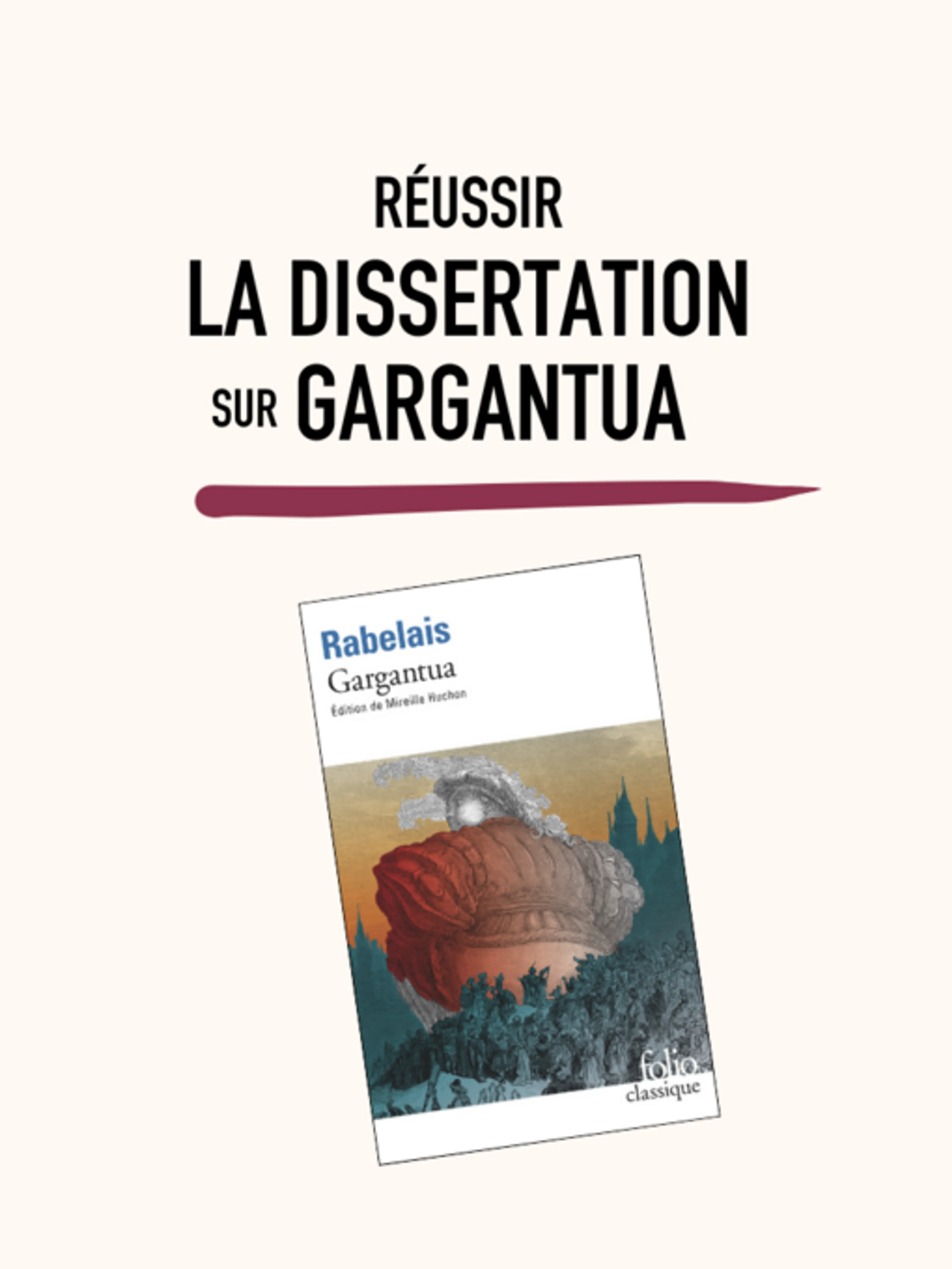 Image de présentation pour l'offre Réussir la dissertation sur Gargantua par Selene