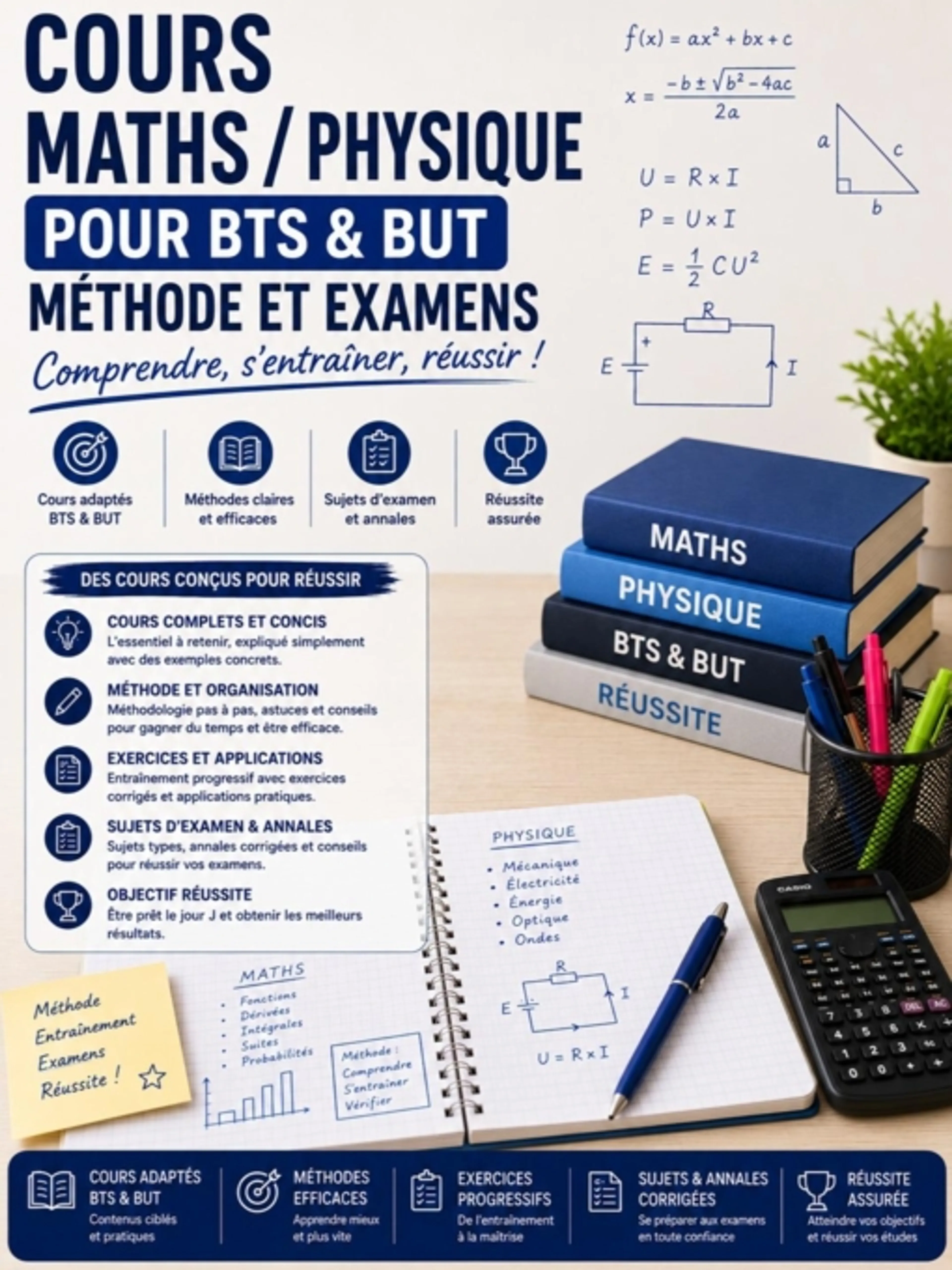 Cours maths / physique pour BTS & BUT — méthode et examens