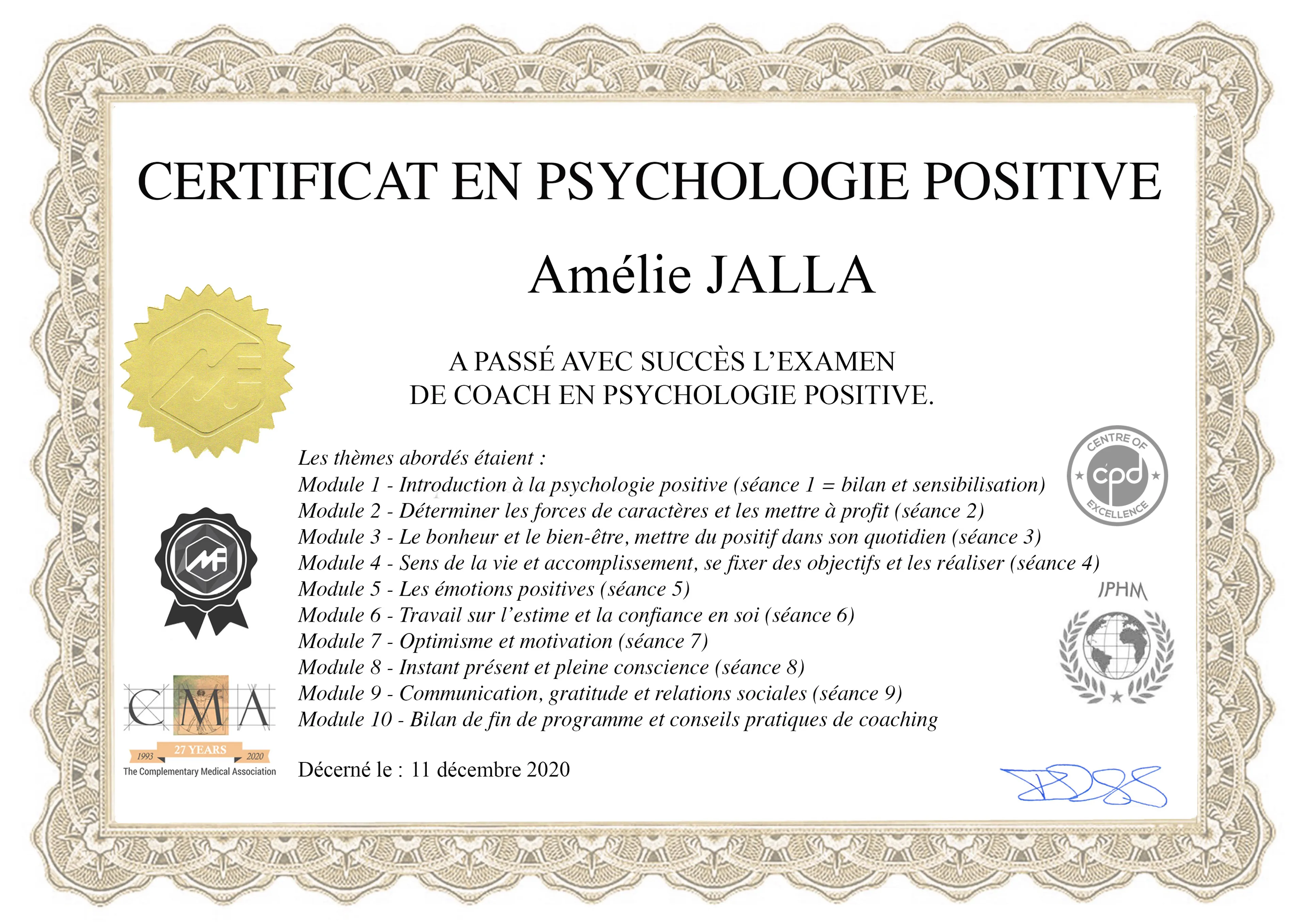 Image de présentation pour l'offre Accompagnement en psychologie positive par Amélie