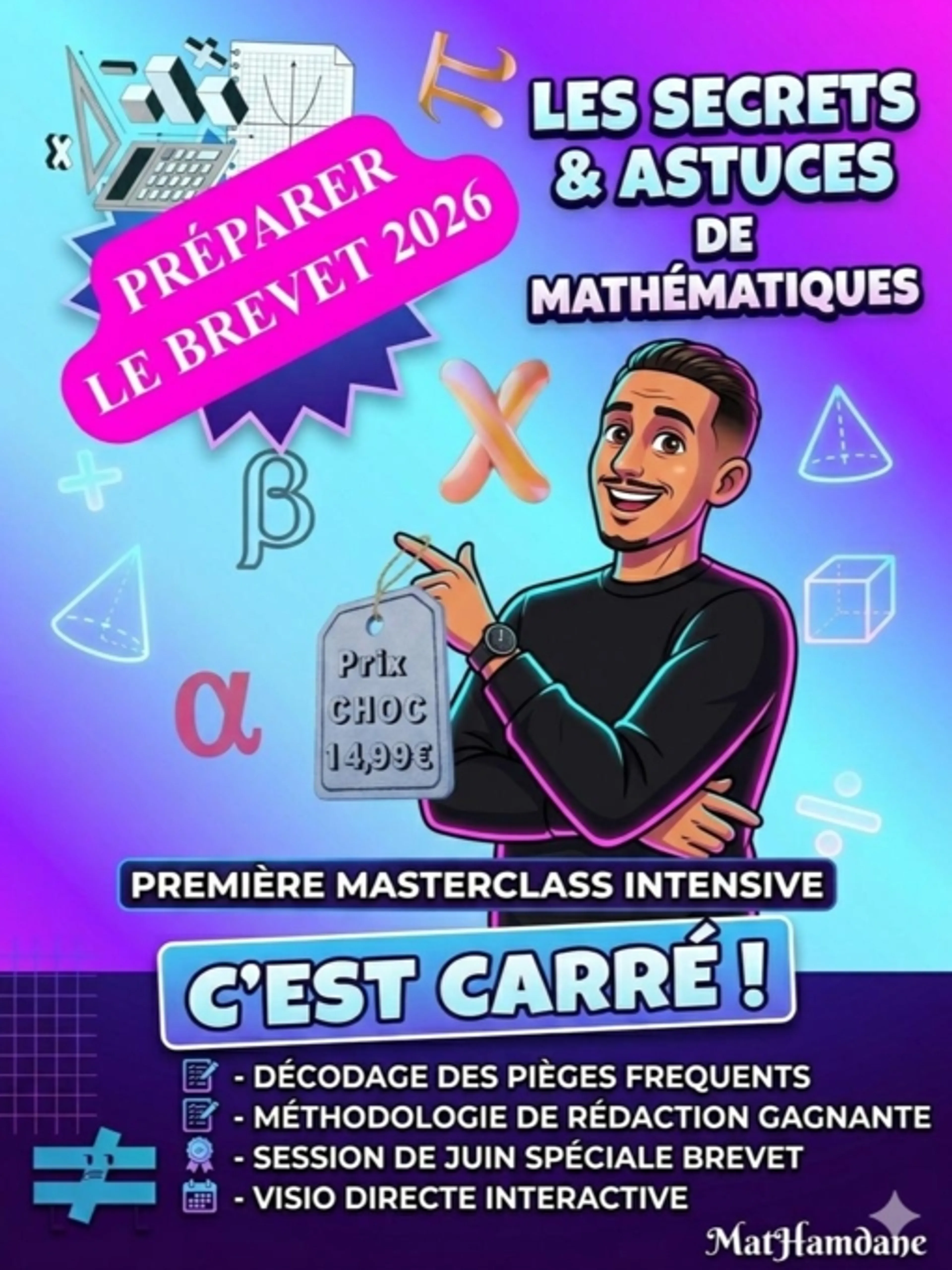 Image de présentation pour l'offre 🎯Maitrise l'épreuve de maths du BREVET et la c'est carré !!! par Maths-Hamdane