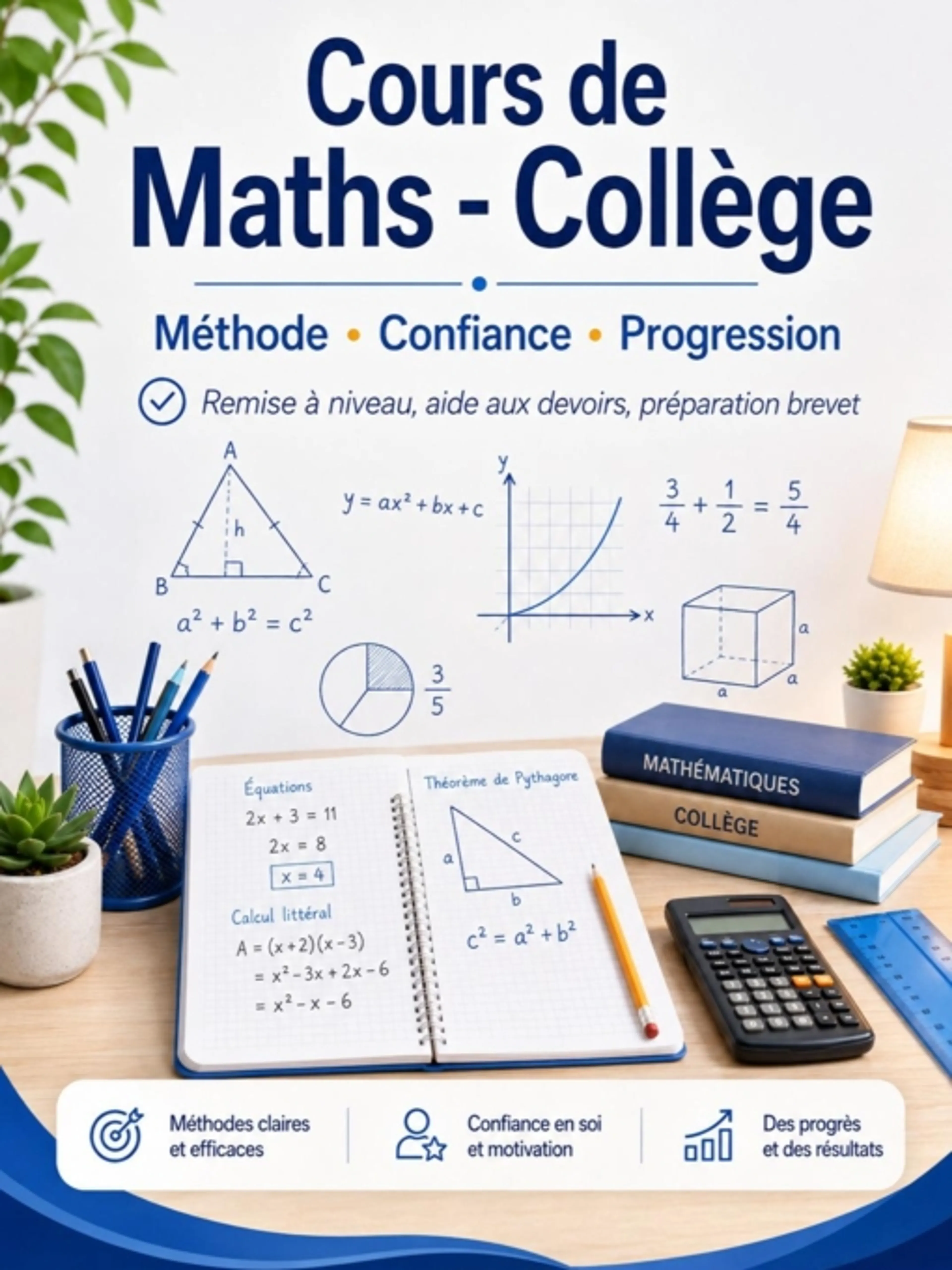 Cours de maths collège — remise à niveau, méthode et confiance