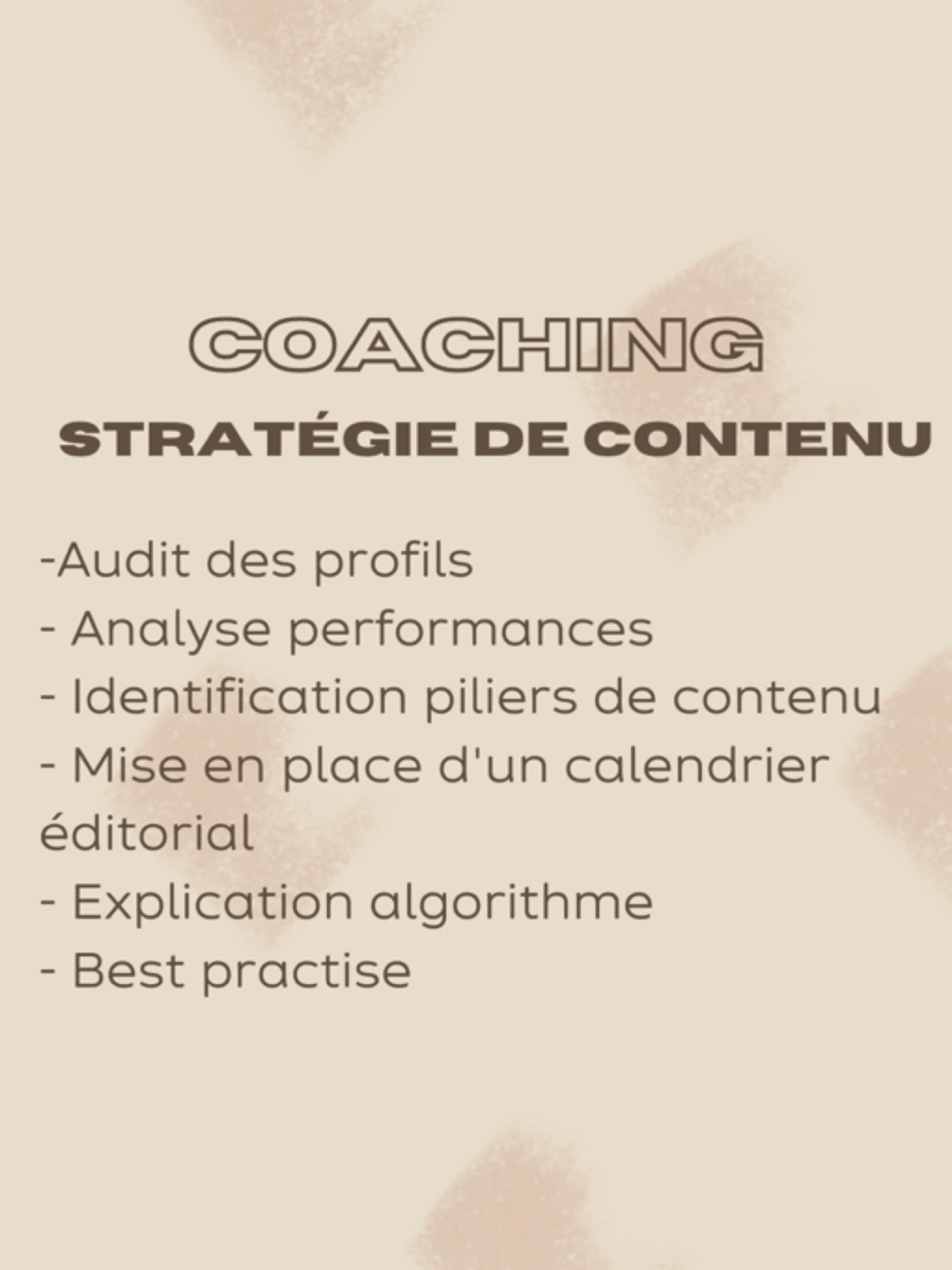 Image de présentation pour l'offre Coaching stratégie de contenu réseaux sociaux par Ines