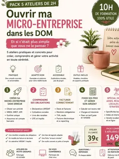 Wooskill | Gestion & Finance | Démarches administratives | pour l'offre Ouvrir ma micro-entreprise dans les DOM | Mirella Image de présentation pour l'offre Ouvrir ma micro-entreprise dans les DOM par Mirella