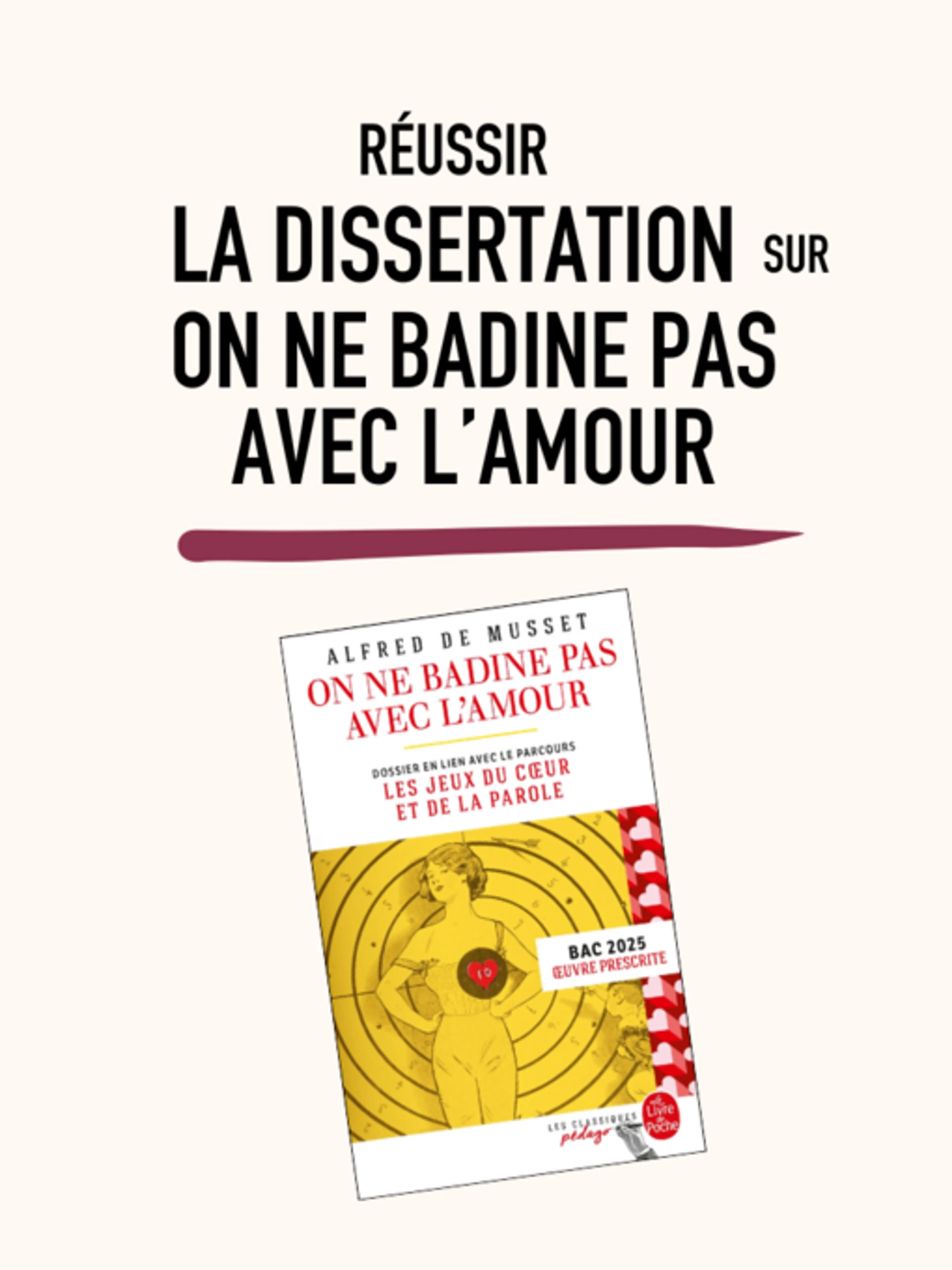 Image de présentation pour l'offre Réussir la dissertation sur On ne badine pas avec l'amour par Selene