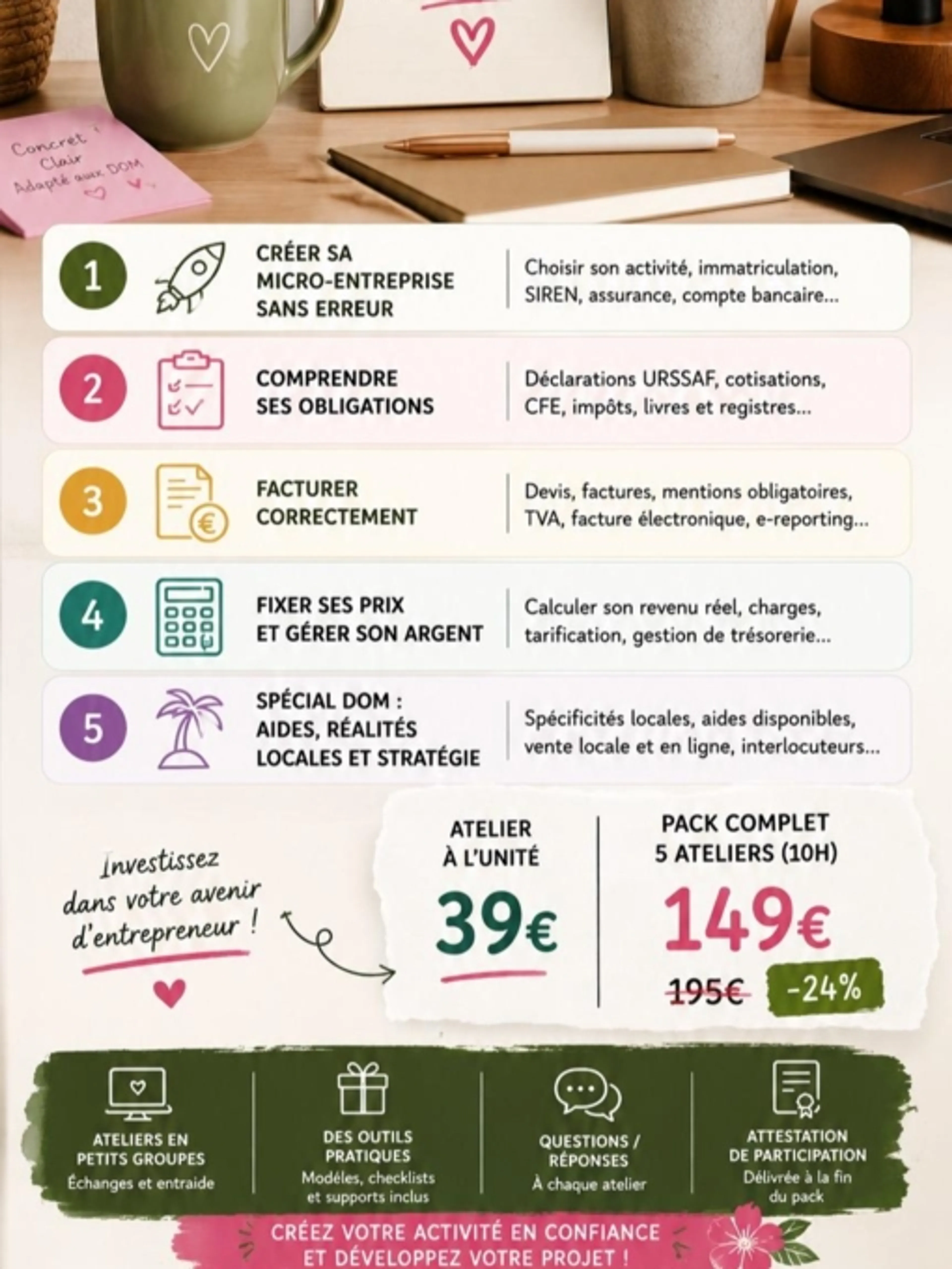 Image de présentation pour l'offre Ouvrir ma micro-entreprise dans les DOM par Mirella