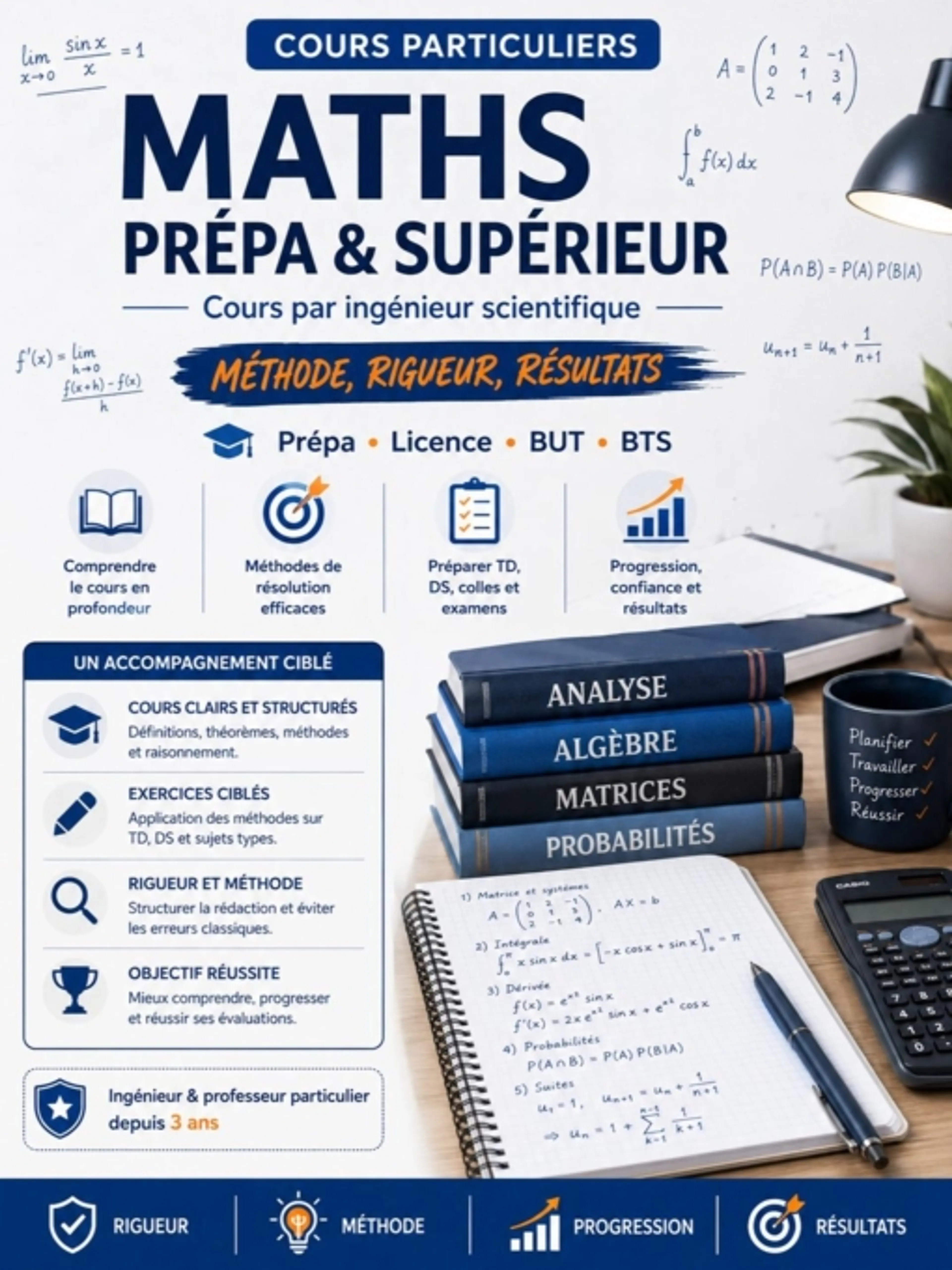 Maths prépa & supérieur — cours par ingénieur scientifique