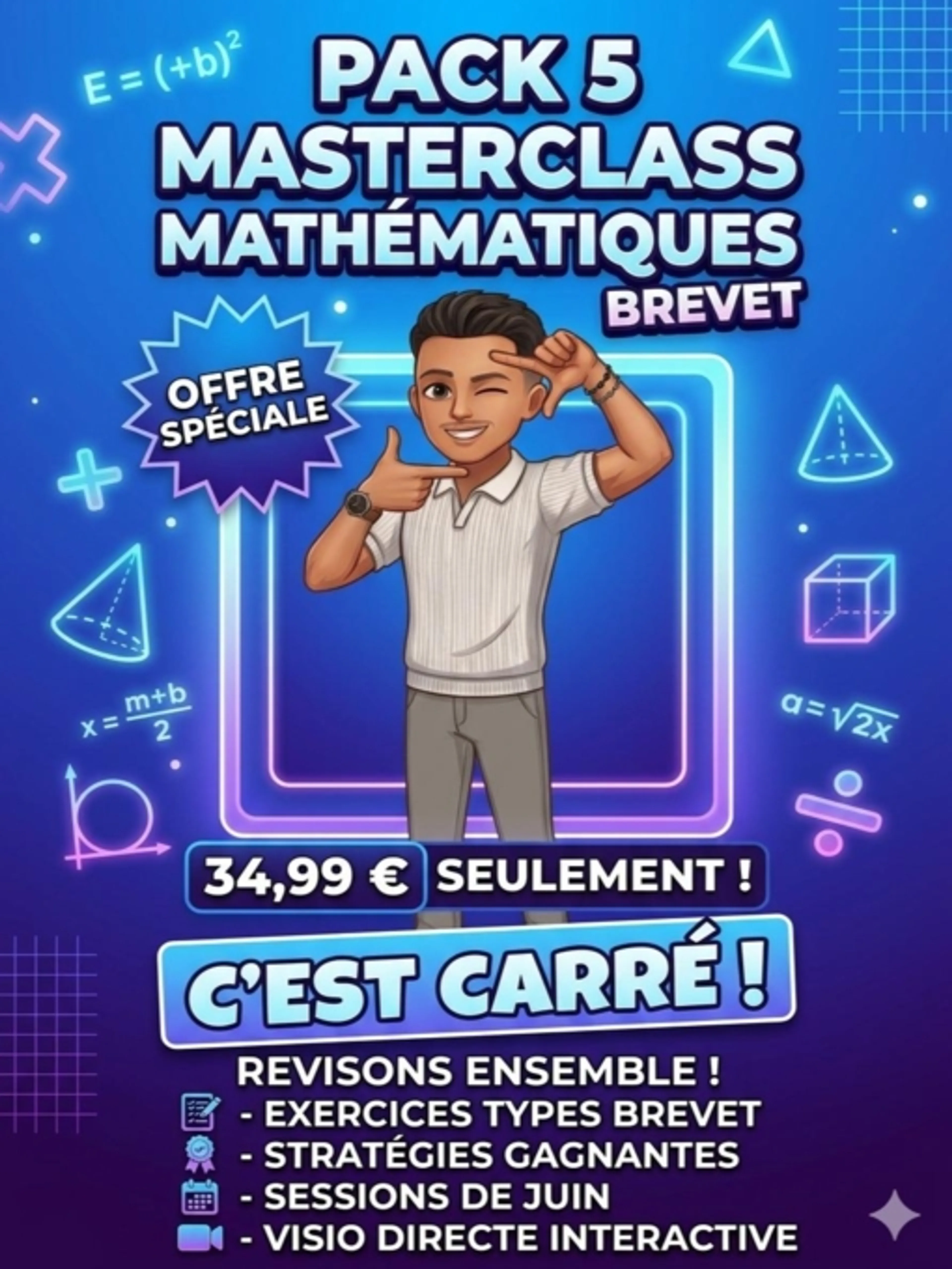 🚀 Pack Réussite Brevet : L'Intégrale pour l'épreuve de Maths (5 Masterclass week-end de juin)