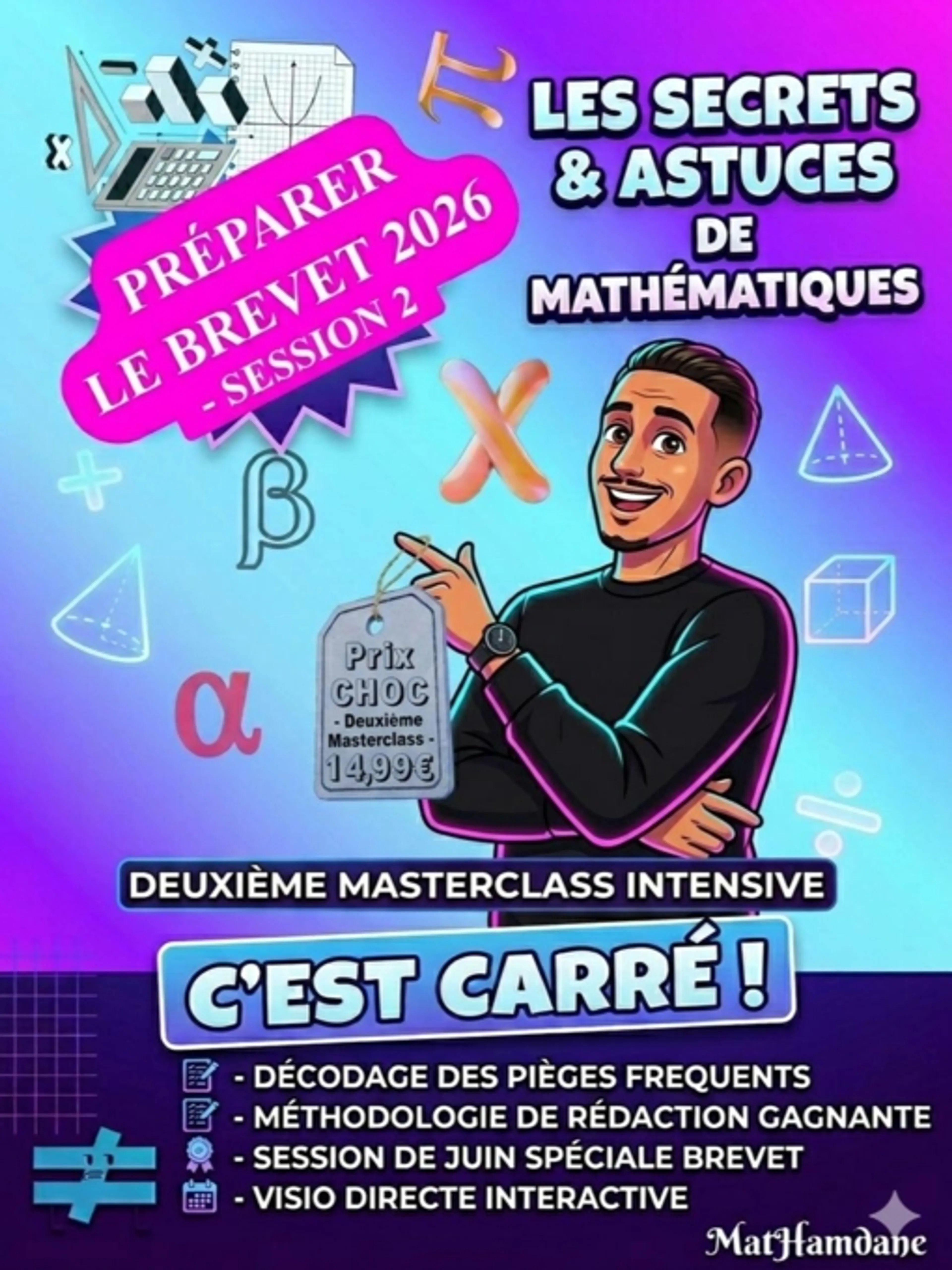 Image de présentation pour l'offre 🎯Maitrise l'épreuve de maths du BREVET et la c'est carré !!! Numéro 2 par Maths-Hamdane