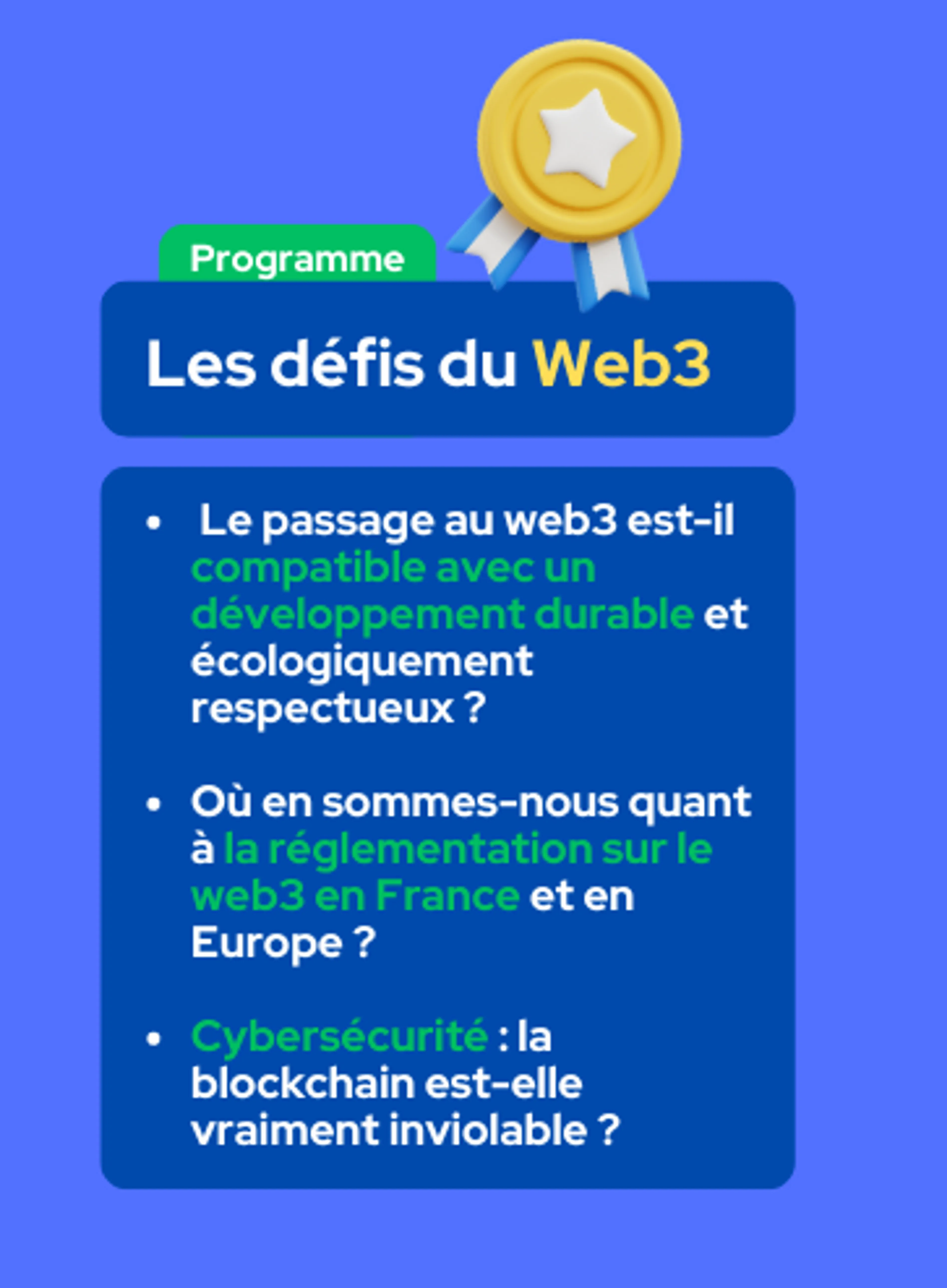 Image de présentation pour l'offre [Pour aller plus loin] Module 4 : les défis du web3 par Juliette