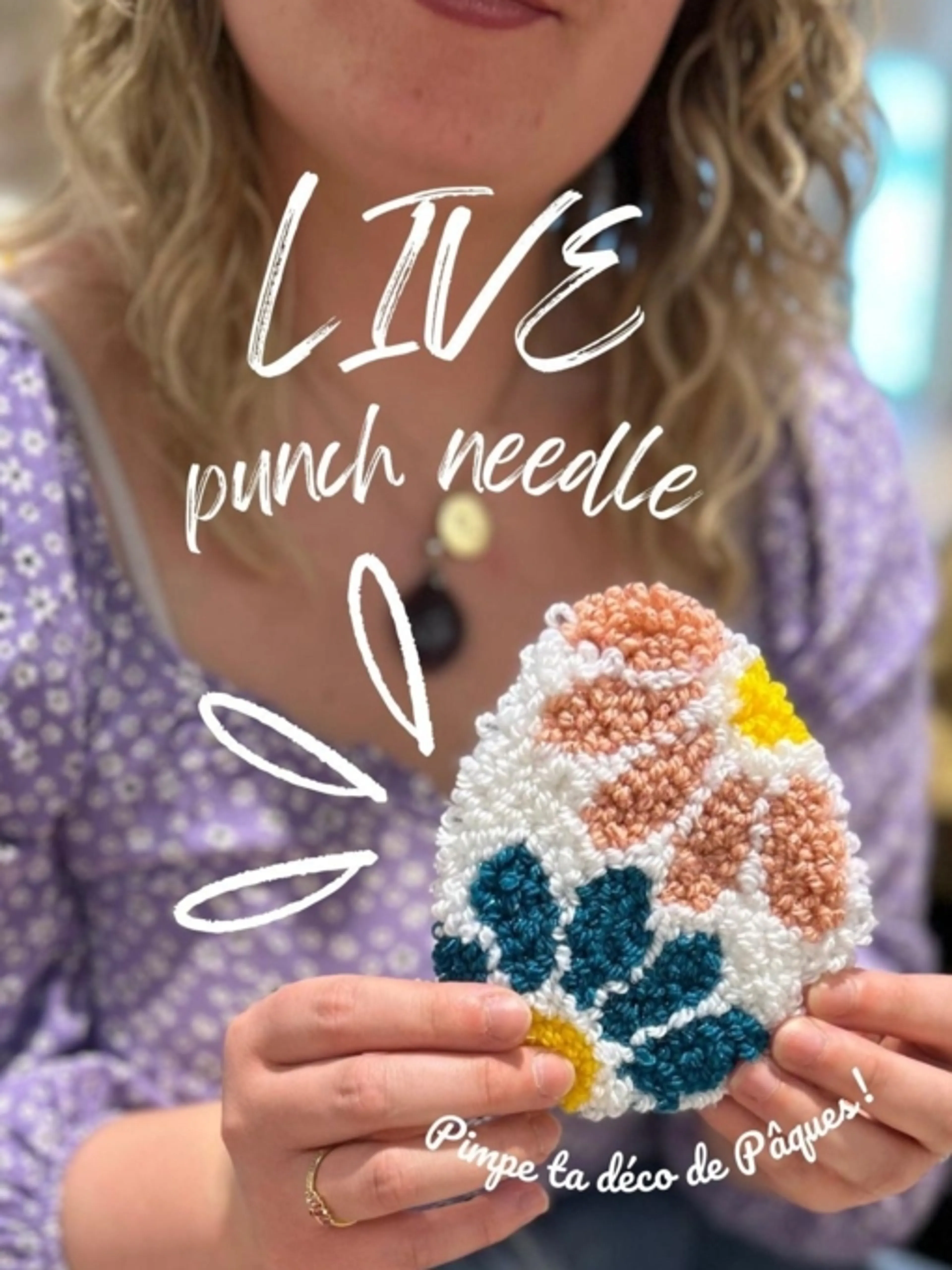 Image de présentation pour l'offre Live pour apprendre le punch needle ! 🧶
Viens créer ta déco de Pâques. par LYLY