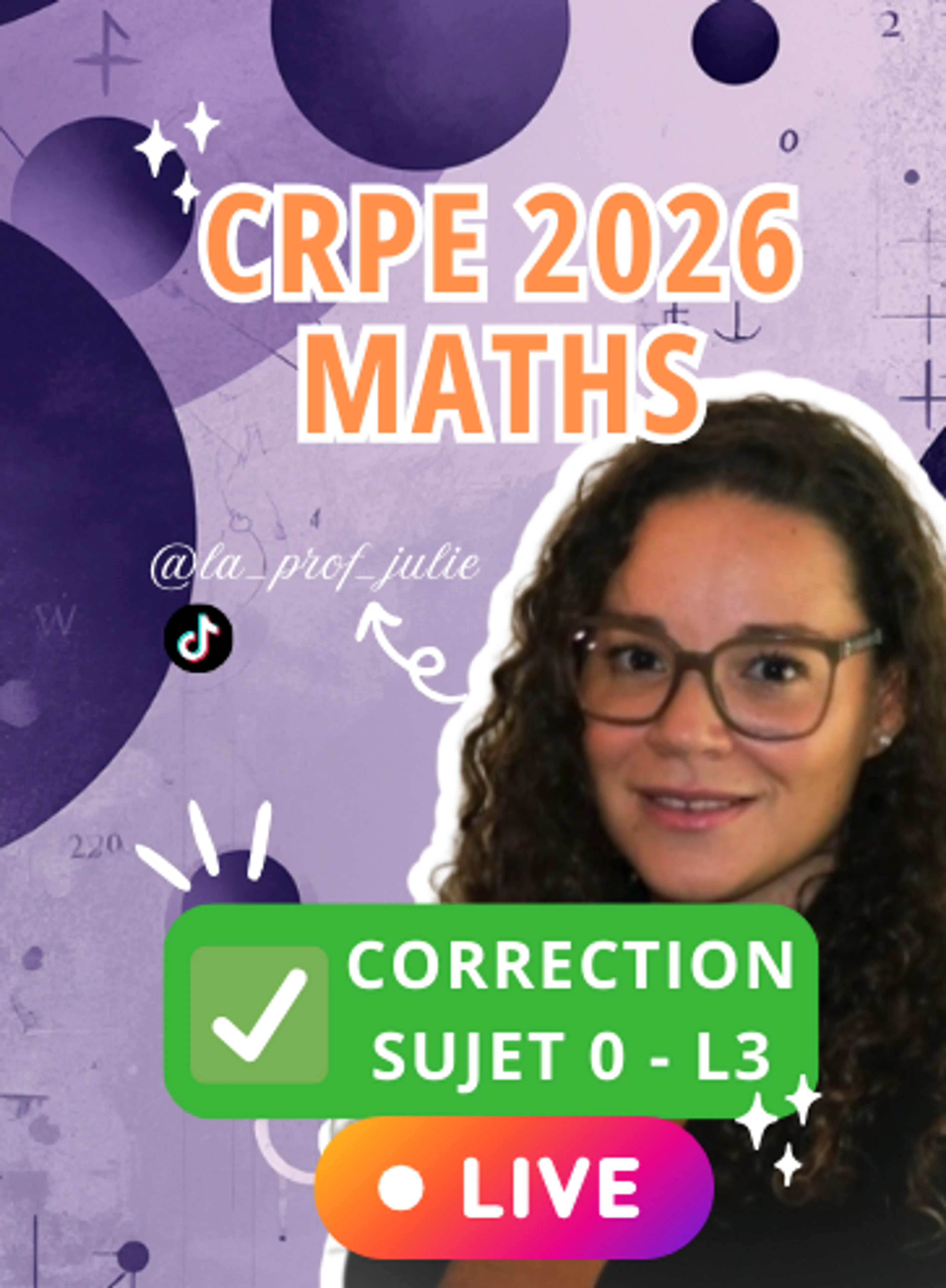 Image de présentation pour l'offre ✅CRPE 2026 - Correction Live du sujet 0 par La Prof Julie