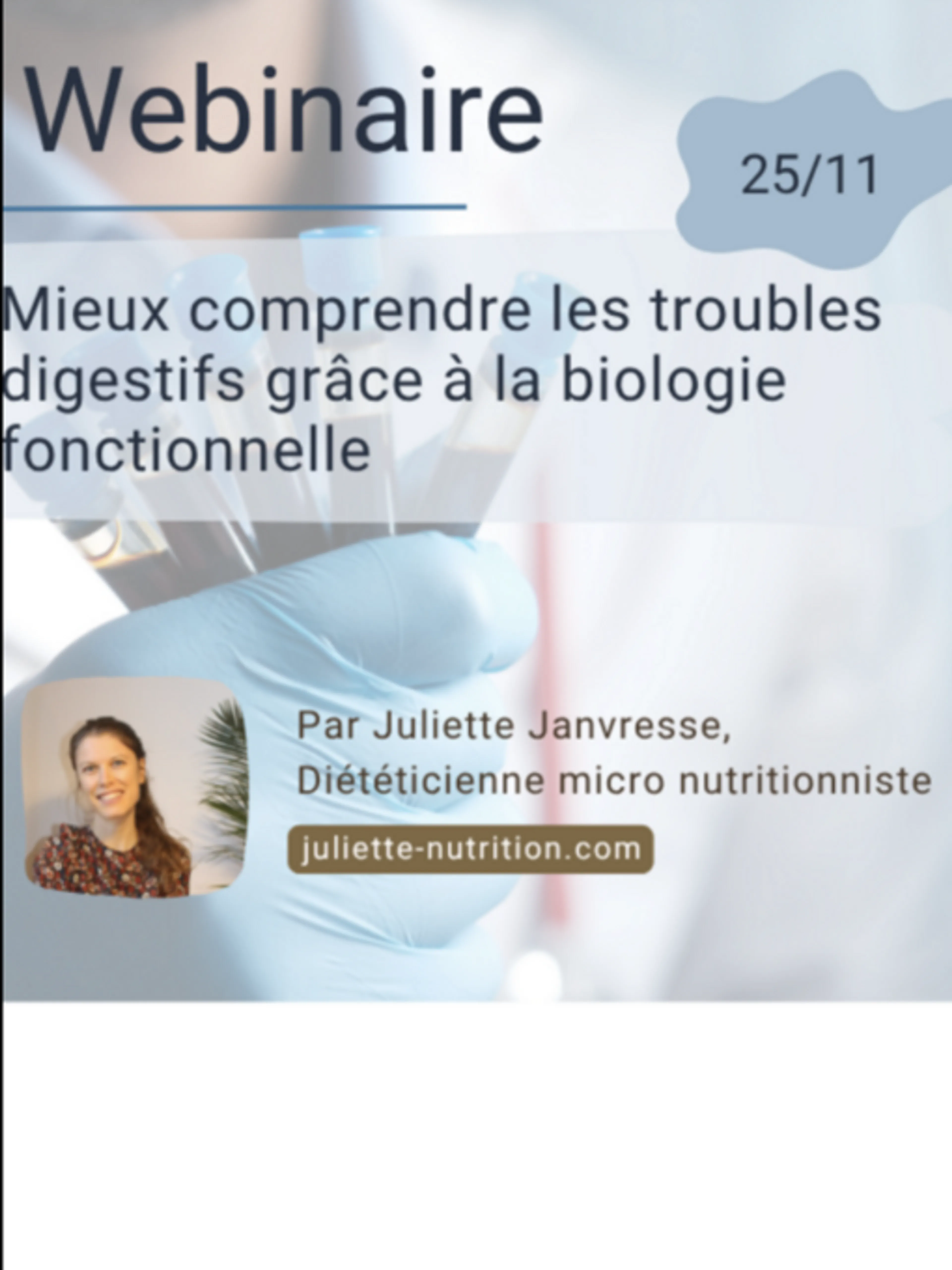 Image de présentation pour l'offre REPLAY : Masterclass : Découvrez les tests de biologie fonctionnelle pour optimiser votre santé par Juliette