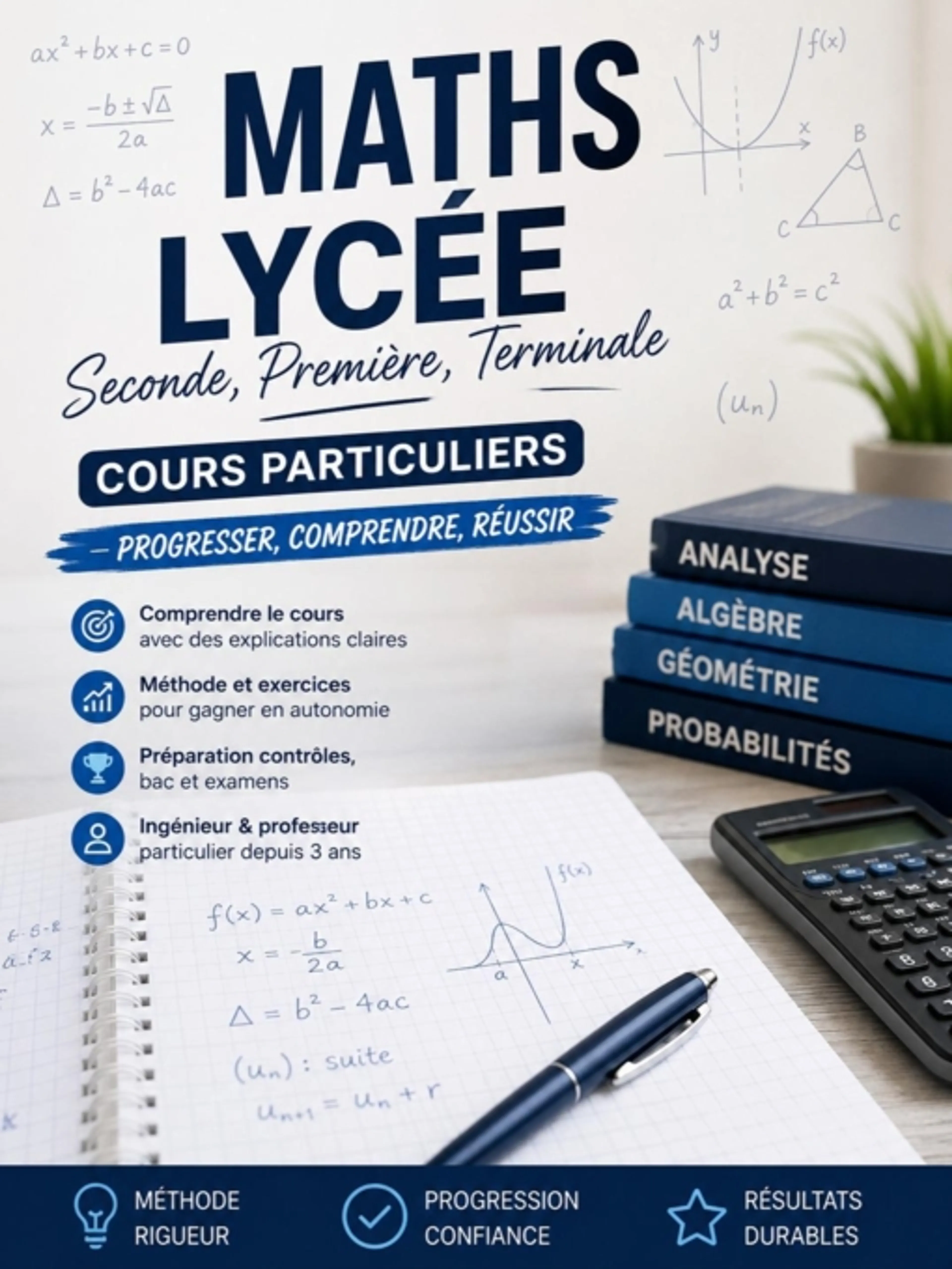 Cours de maths lycée — seconde, première, terminale