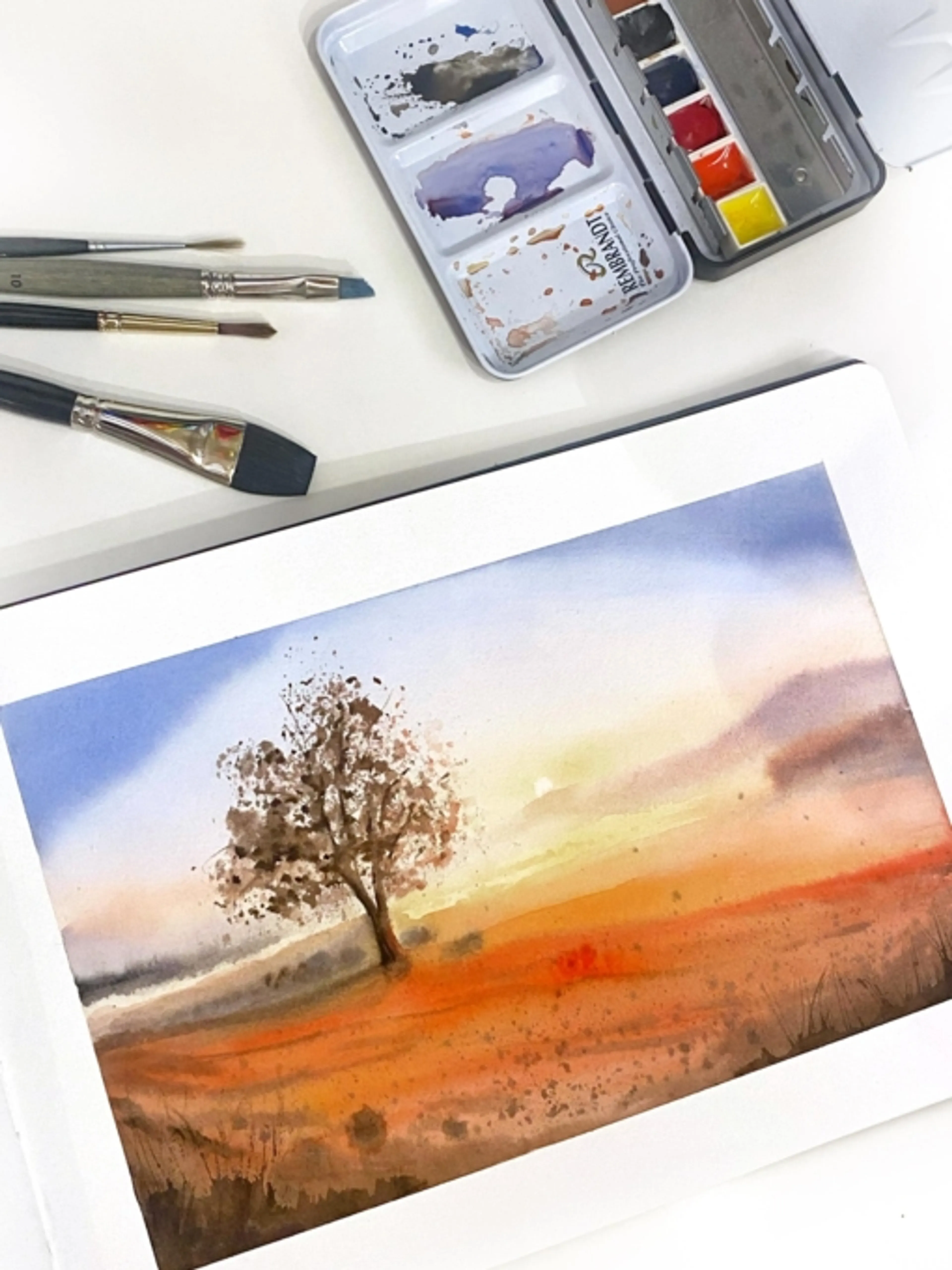 Apprends à peindre un paysage lumineux à l'aquarelle