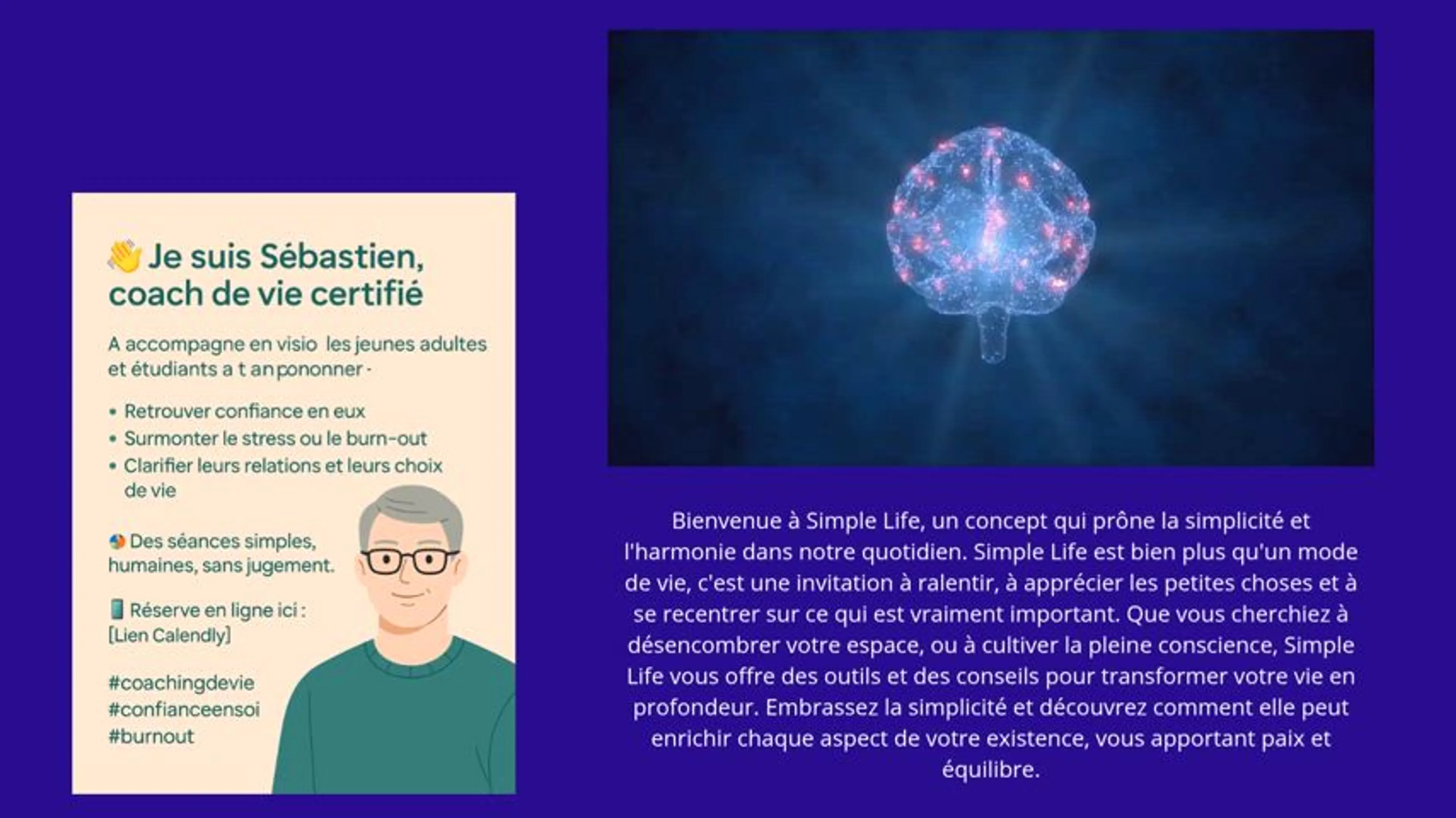Image de présentation pour l'offre découverte du coaching pour une vie simple par Sebastien