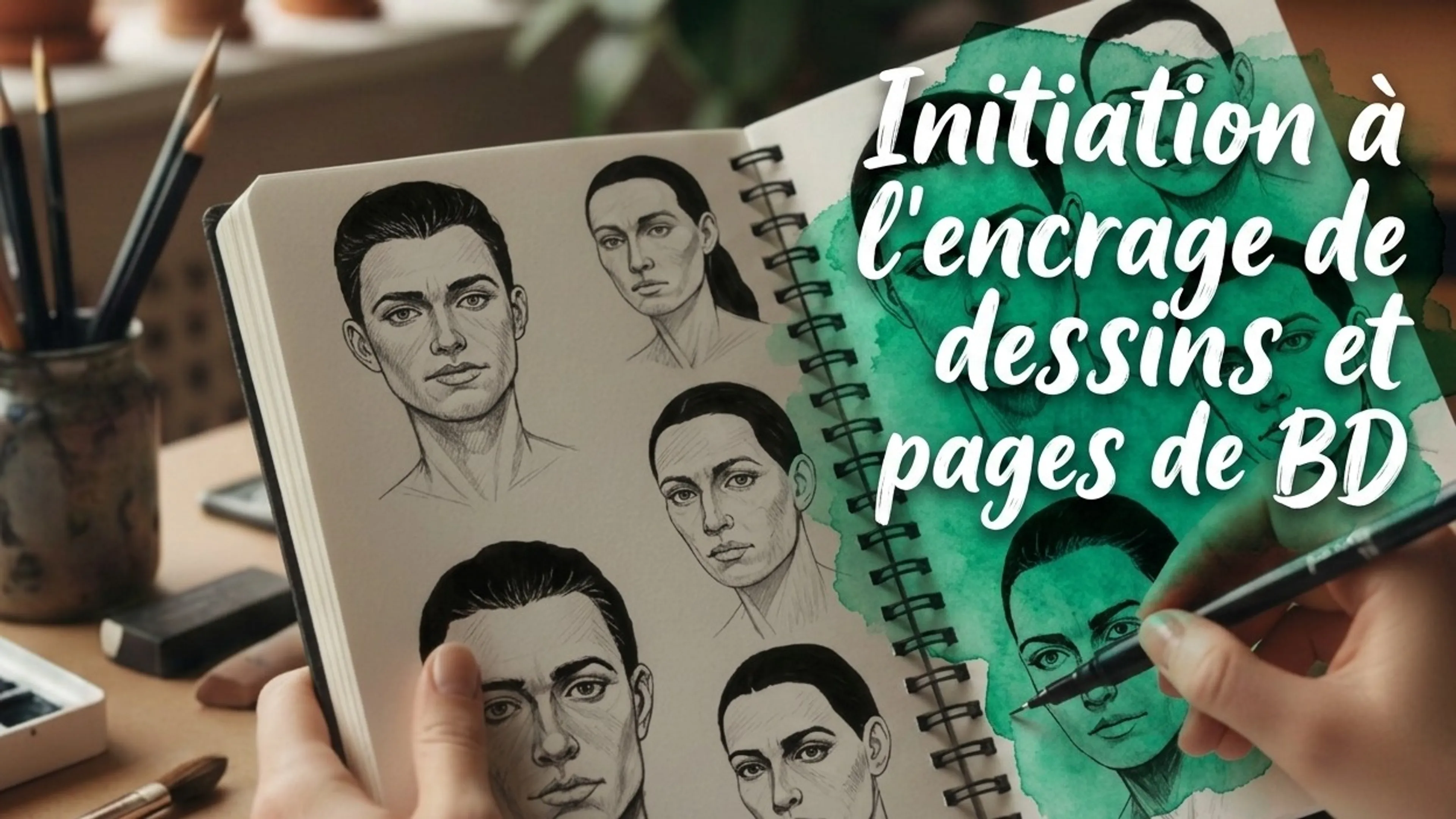 Initiation à l'encrage des dessins et pages de BD