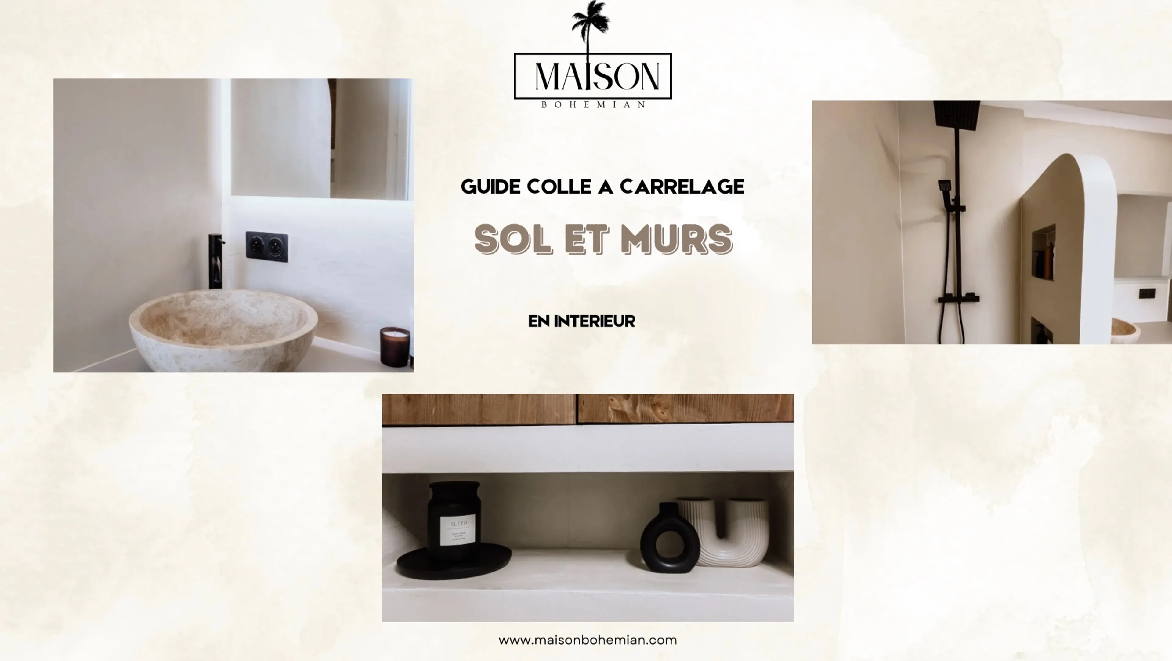 Effet béton ciré :  APPLICATION COLLE À CARRELAGE - SOL & MUR (intérieur)
