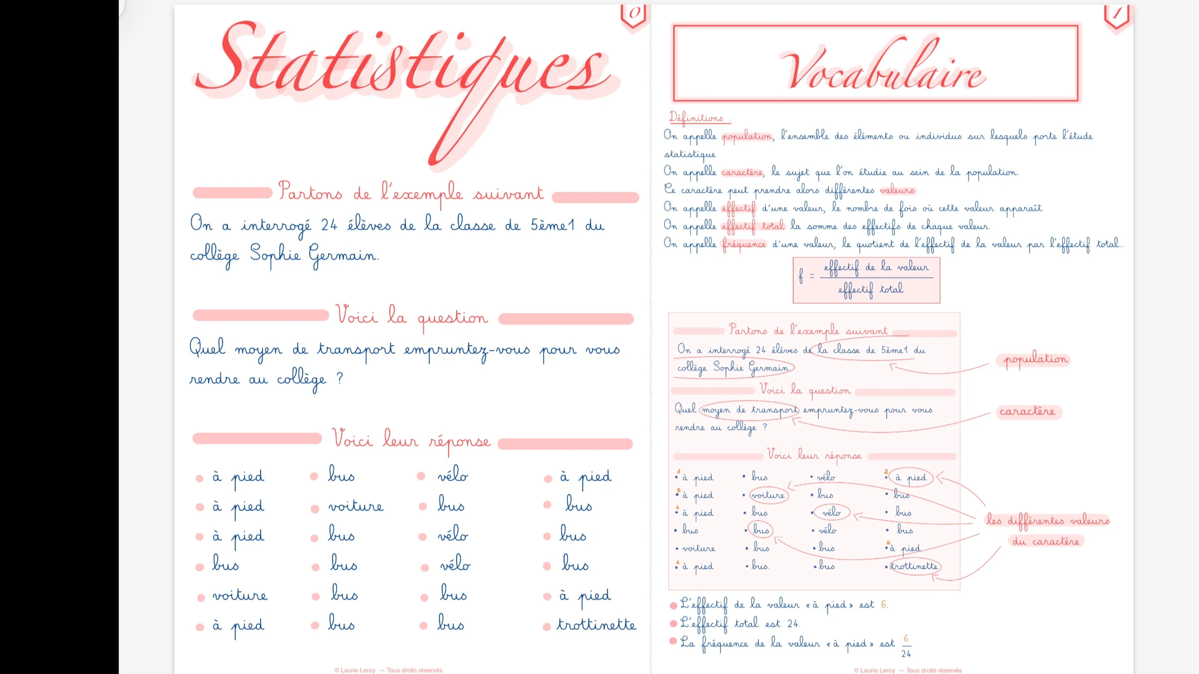 FICHES BREVET - Statistiques + exercices + corrections