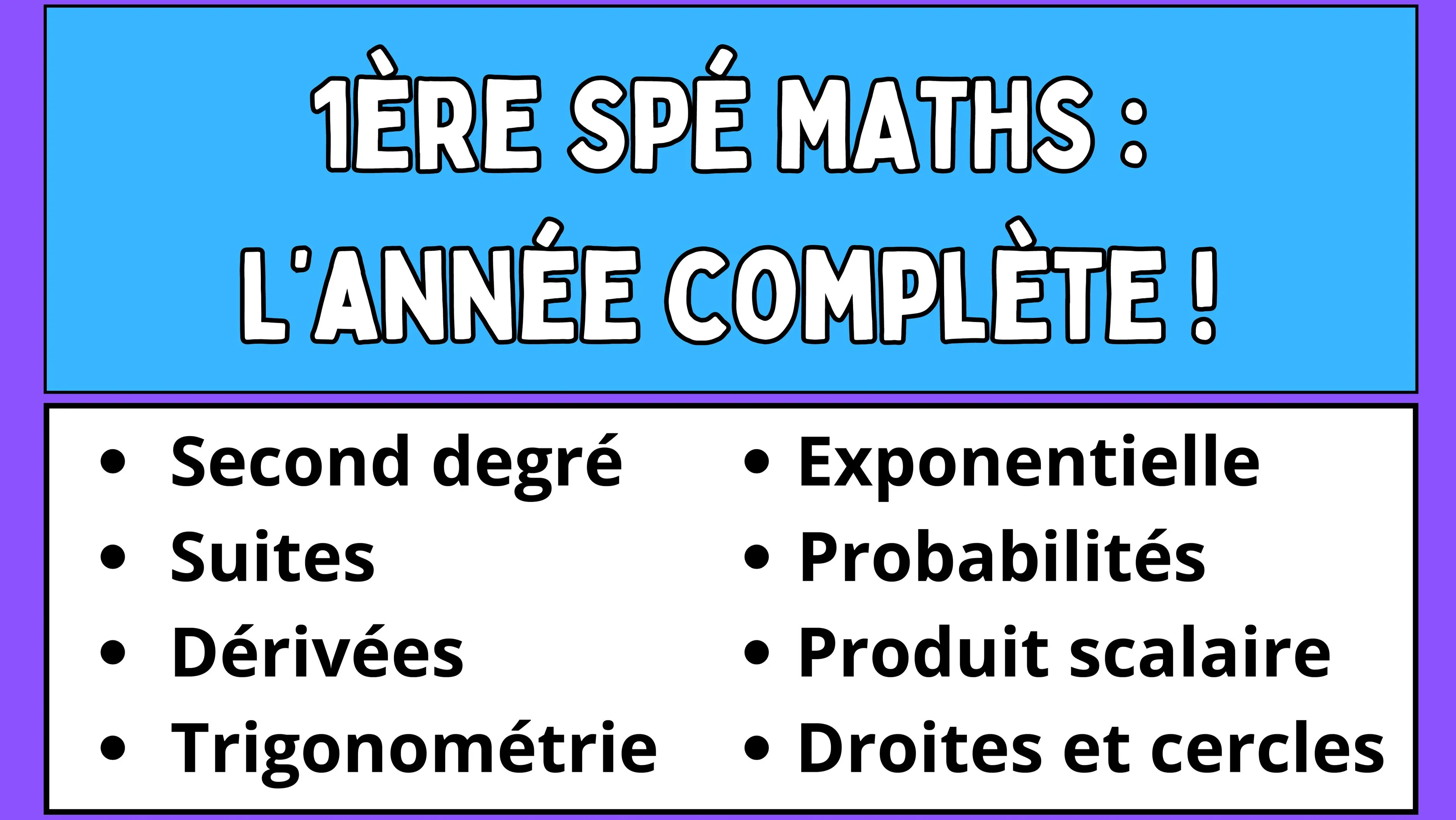 Toute l'année de Première spé Maths
